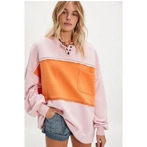 Free People Color Block Strawberry Sweatshirt Henley